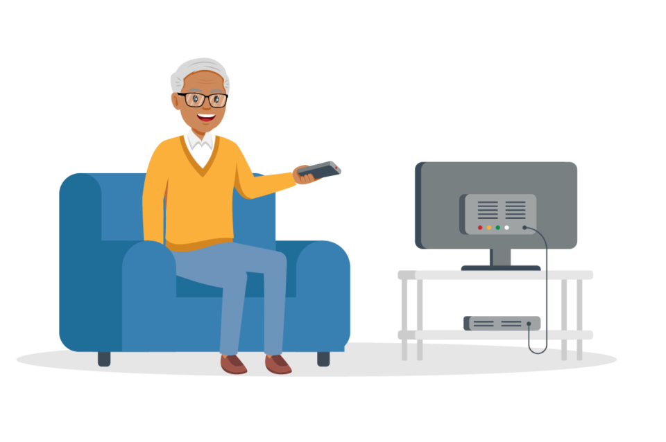 Graphic of Older Man-watching TV