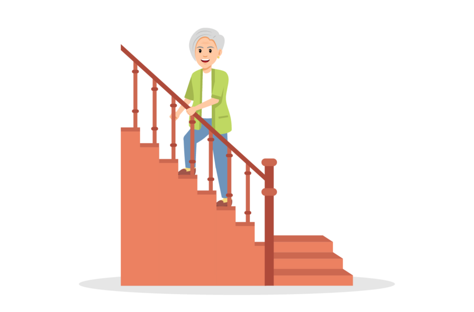 Graphic of Older Woman on Stairs