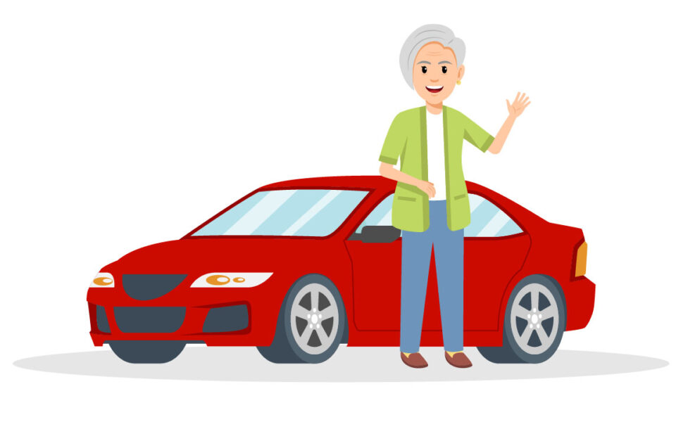 Graphic of Older Woman with Car