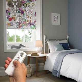 Electric blind in bedroom with remote control