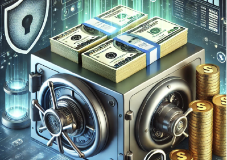 graphic of money and a safe